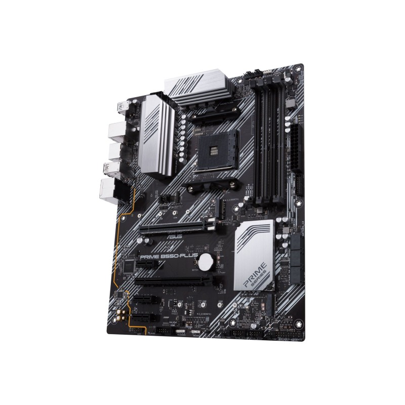 ASUS PRIME B550-PLUS - AM4 ATX Motherboard - B550, DDR4, 4x DIMM 128GB, 2x M.2, 6x SATA, Gigabit LAN (Black/Silver)