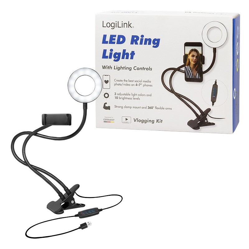Logilink Smartphone Ring Light Clamp Mount - Diameter 8.5 cm — Buy in Cyprus with Fast Delivery