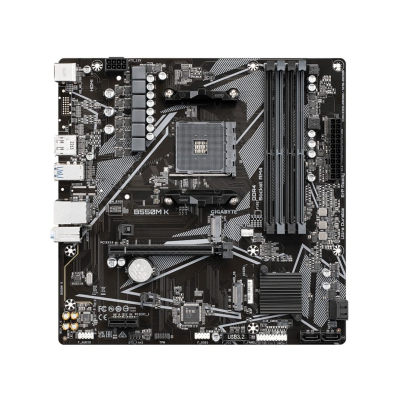 Gigabyte GA-B550M K - B550 micro ATX Motherboard (AM4) - 128GB DDR4, PCIe 4.0, HDMI 2.1, Brown