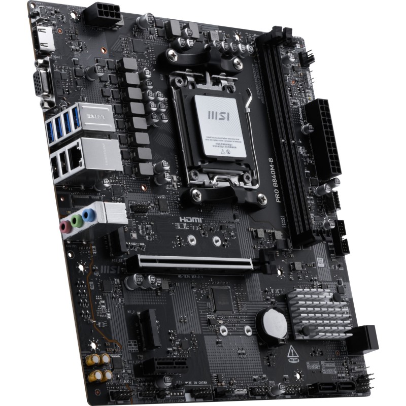 MSI B840M B Pro - AM5 Micro-ATX Motherboard - DDR5, 2x DIMM (128GB), PCIe 4.0, 2.5Gb LAN, RGB, Black