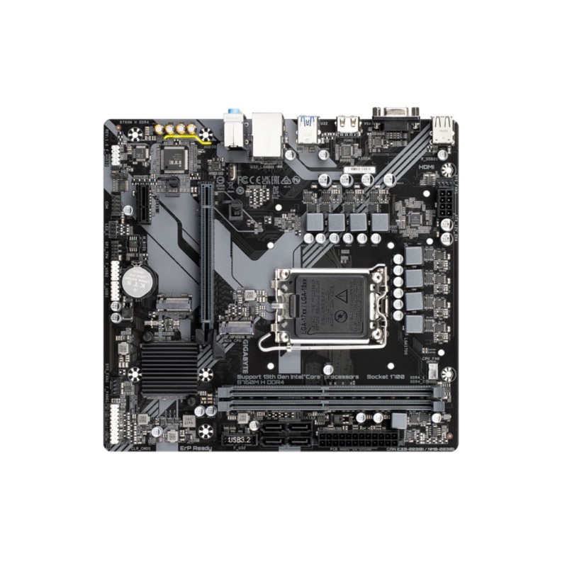 GIGABYTE GA-B760M-H DDR4 - Intel B760 LGA1700 Micro-ATX Motherboard, 64GB DDR4, PCIe 4.0, Brown