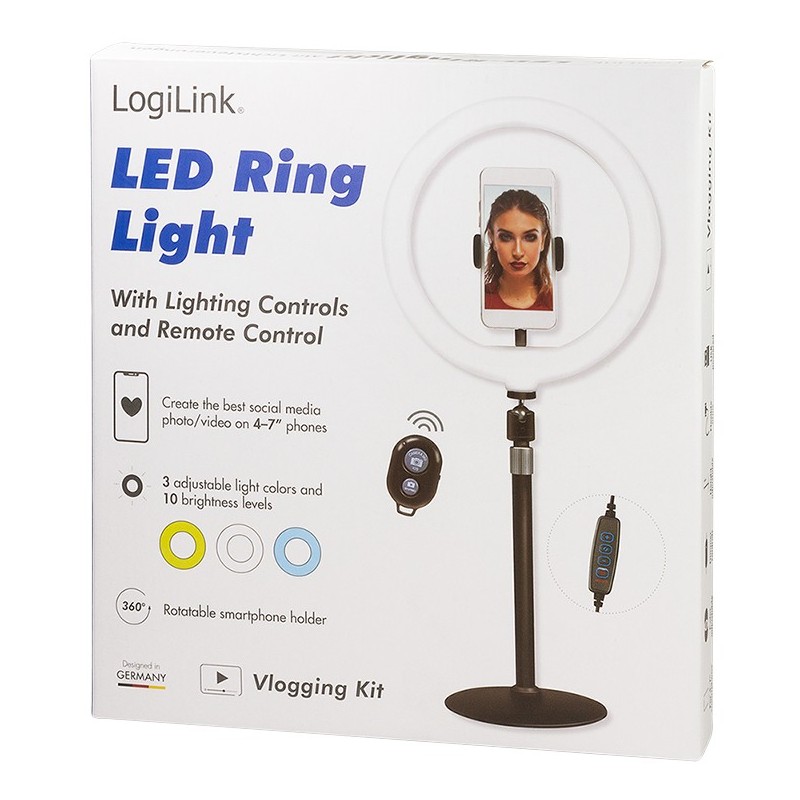 Logilink Smartphone Ring Light Tripod with Remote - Diameter 25 cm - USB-Powered — Buy in Cyprus with Fast Delivery