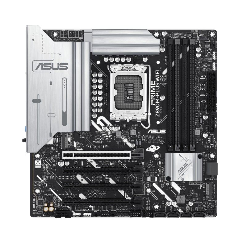 ASUS PRIME Z890M-PLUS WIFI - Z890M-PLUS - LGA1851, DDR5 up to 192GB, Micro-ATX, Wi-Fi 7, Bluetooth 5.4, 2.5Gb LAN, PCIe 5.0