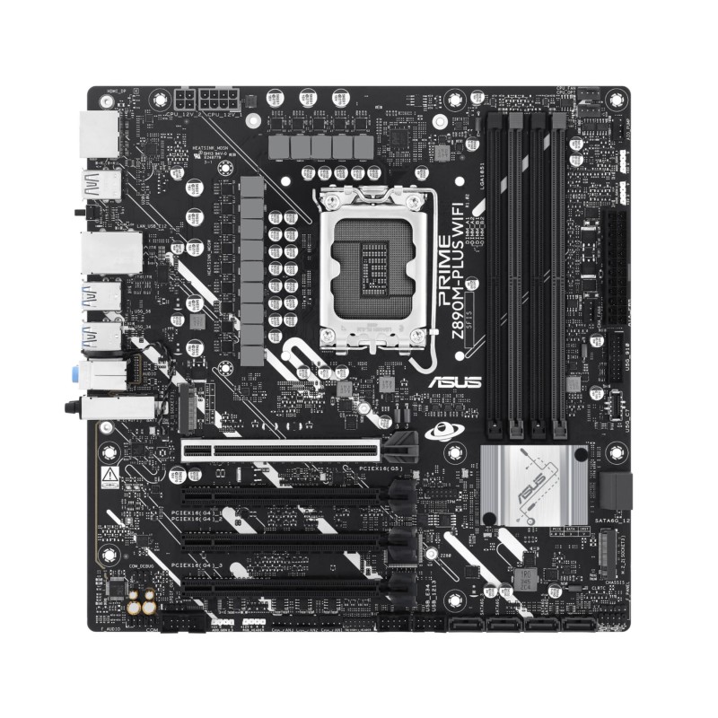 ASUS PRIME Z890M-PLUS WIFI - Z890M-PLUS - LGA1851, DDR5 up to 192GB, Micro-ATX, Wi-Fi 7, Bluetooth 5.4, 2.5Gb LAN, PCIe 5.0