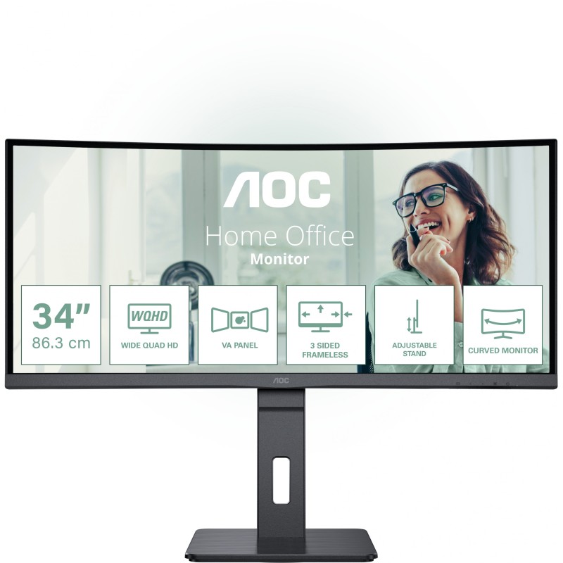 AOC CU34P3CV - 34" Ultrawide VA Curved Monitor - 3440x1440 UWQHD, HDMI/DP/USB-C — Buy in Cyprus with Fast Delivery
