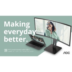 AOC CU34P3CV - 34" Ultrawide VA Curved Monitor - 3440x1440 UWQHD, HDMI/DP/USB-C — Buy in Cyprus with Fast Delivery