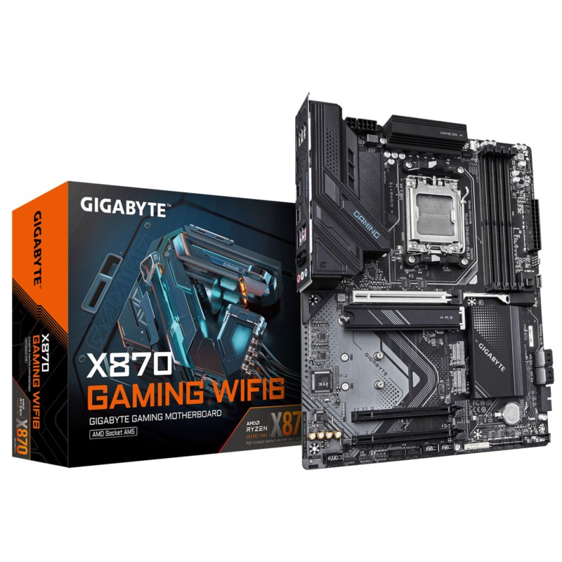 Gigabyte GA-X870 GAMING WF6 - AM5 ATX Motherboard - DDR5 4x DIMM up to 256GB, PCIe 5.0, Wi‑Fi 6/7, 2.5Gb LAN (Black)