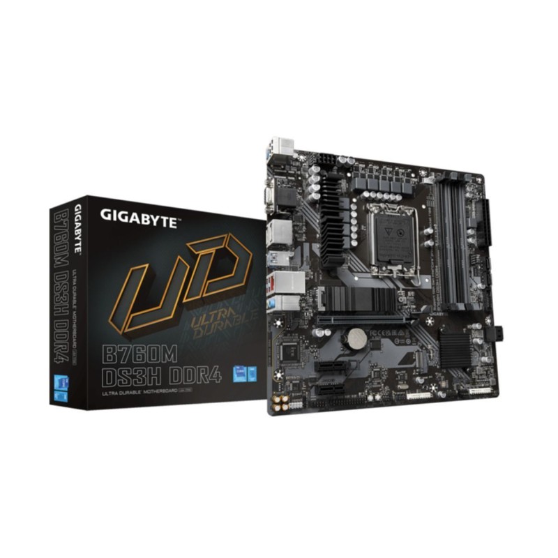 Gigabyte GA-B760M DS3H DDR4 - LGA1700 Micro-ATX Motherboard, Intel B760, DDR4 up to 128GB, 2x M.2, 2.5Gb LAN